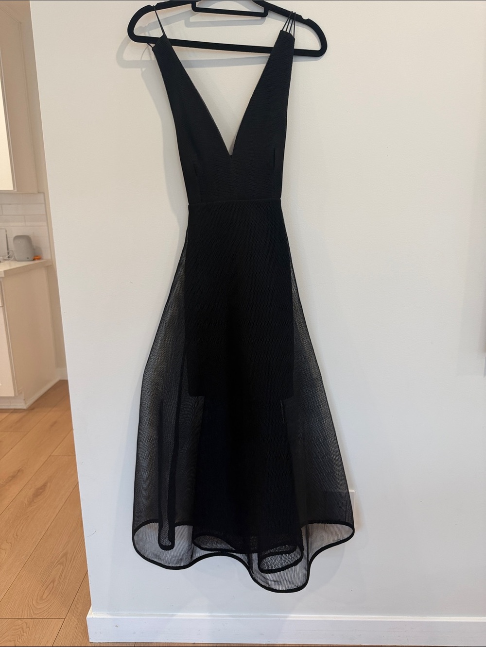 Elegant Black V-Neck Women's Dress